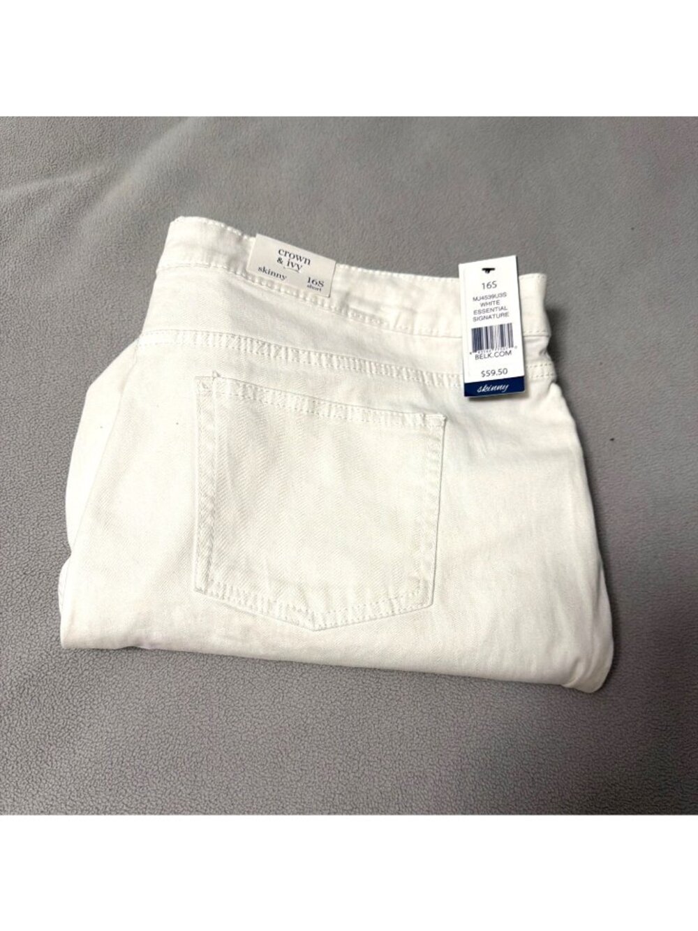 Crown & Ivy Womens White Skinny Jeans Size 16S Short Essential‎ Signature